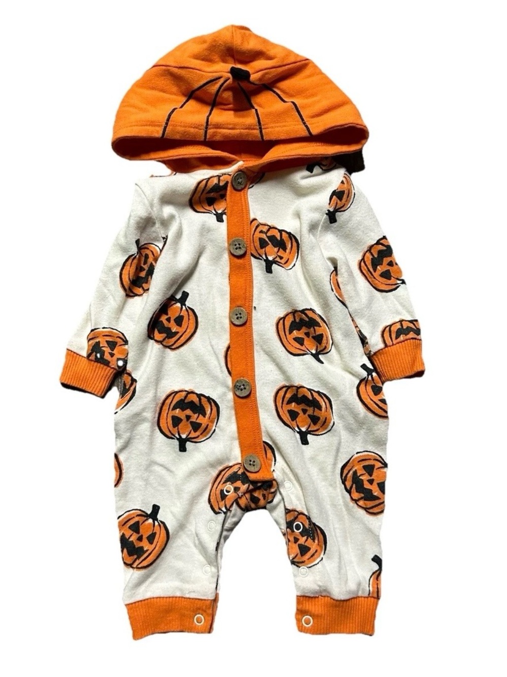 Baby Fall Clothing Pumpkins Gown One Piece Jack-O-Lantern Size 0-3 Months - Picture 3 of 5